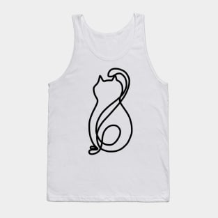 One Line Cat Viral TikTok (Black) Tank Top